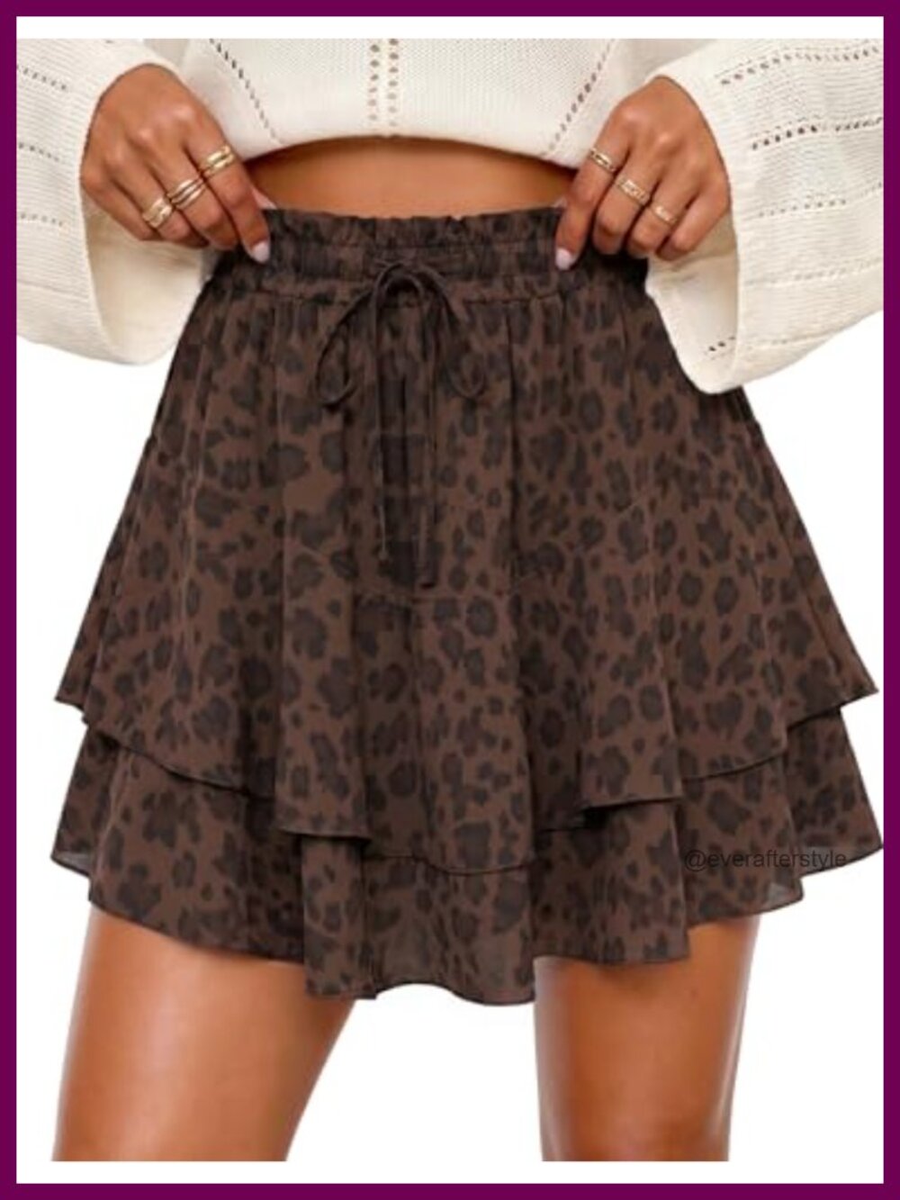 Flowy Chiffon Ruffle Short Skirt Drawstring Elastic Waist Summer